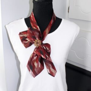 Upcycled Mens Necktie Necklace - Burgundy and Gray
