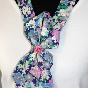 Upcycled Mens Necktie Necklace - Blue Floral