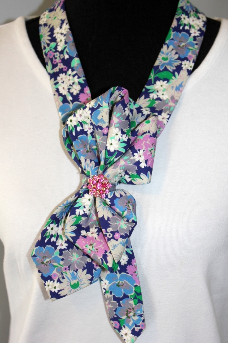 Upcycled Mens Necktie Necklace – Blue Floral