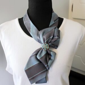 Upcycled Mens Necktie Necklace - Blue and Gray Stripe