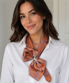 Upcycled Mens Necktie Necklace – Orange and Blue Paisley